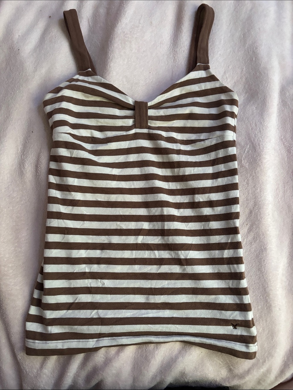 American Eagle Outfitters Brown and Cream Striped Tank Top